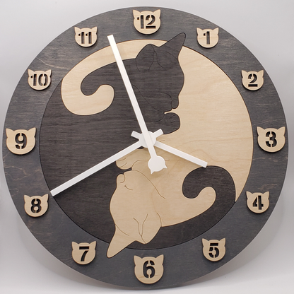 Cat Wall Clock - Dark Gray/Black/Natural