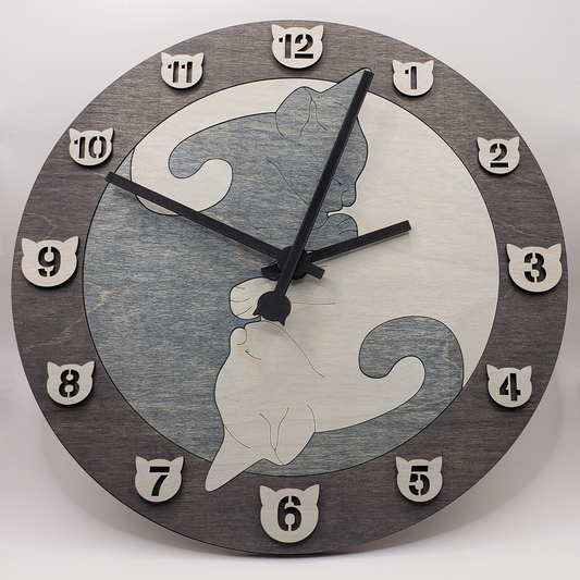 Cat Wall Clock - Dark Gray/Blue/Light Blue