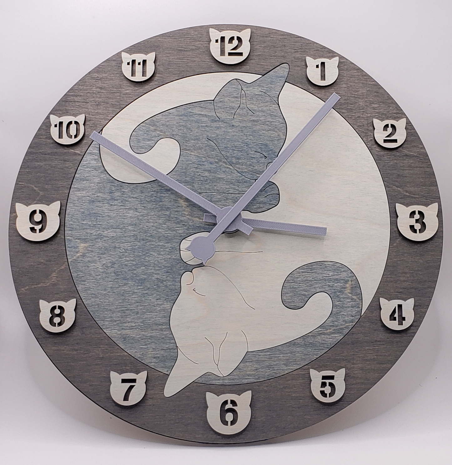 Cat Wall Clock - Dark Gray/Blue/Light Blue