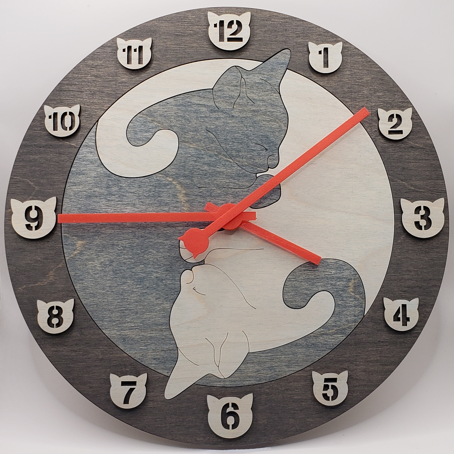 Cat Wall Clock - Dark Gray/Blue/Light Blue