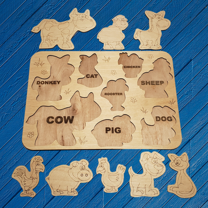 Wooden Puzzle - Barnyard Animals