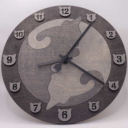 Cat Wall Clock - Black/Dark Gray/Light Gray