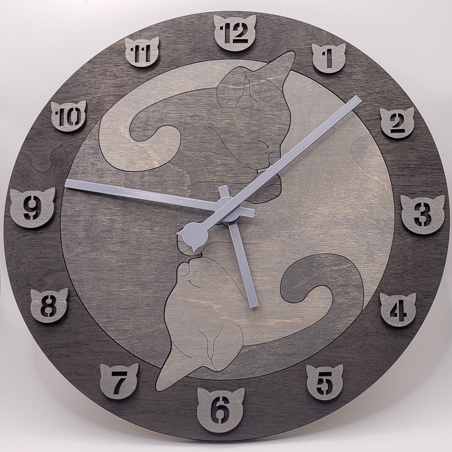 Cat Wall Clock - Black/Dark Gray/Light Gray