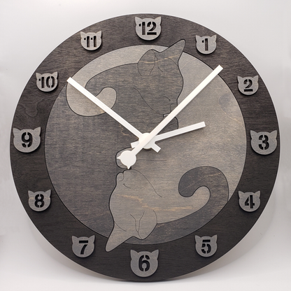 Cat Wall Clock - Black/Dark Gray/Light Gray