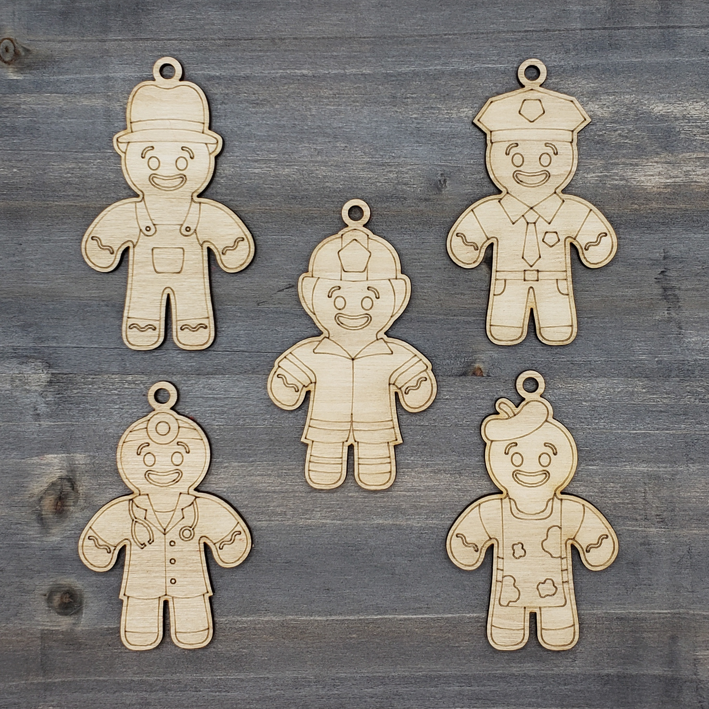 Mini Gingerbread Ornaments - Set #3 - Men Career Set