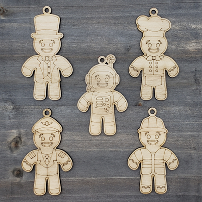 Mini Gingerbread Ornaments - Set #3 - Men Career Set