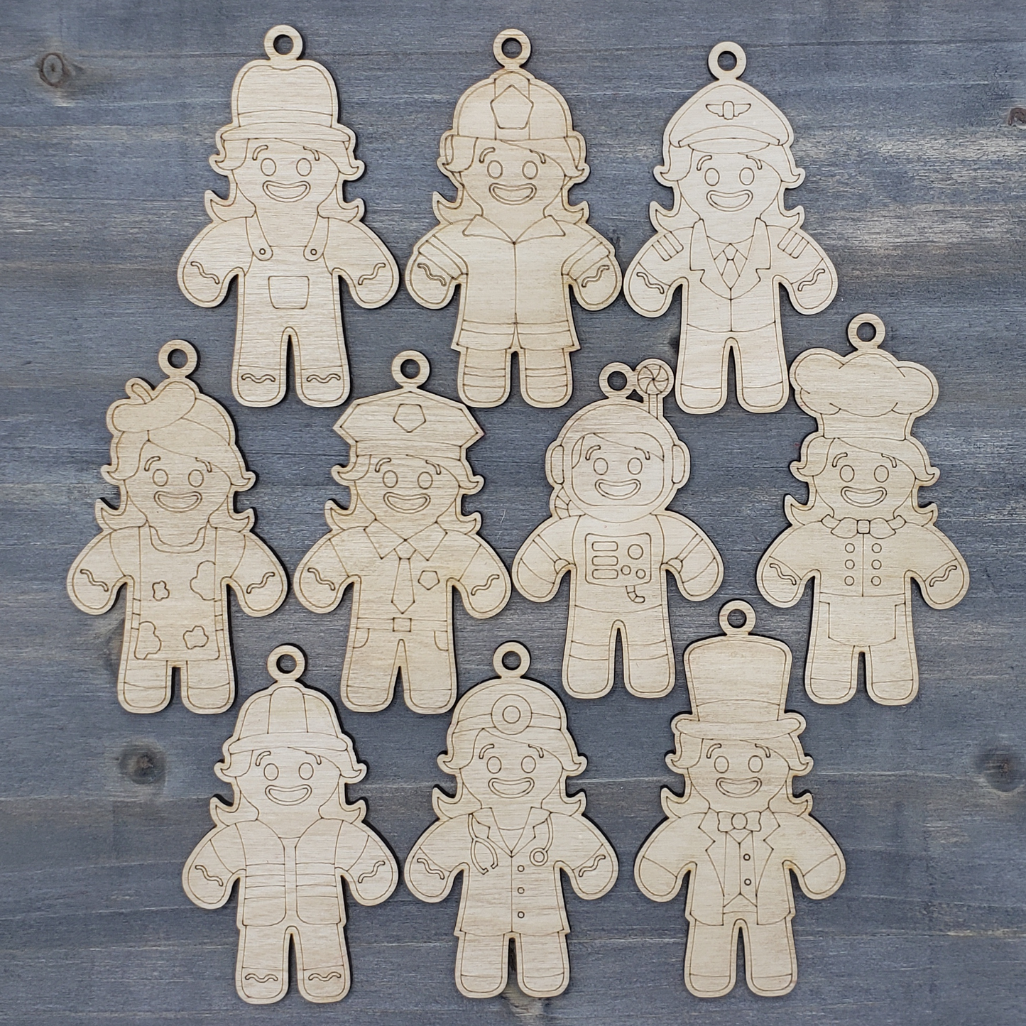 Mini Gingerbread Ornaments - Set #4 - Women Career Set