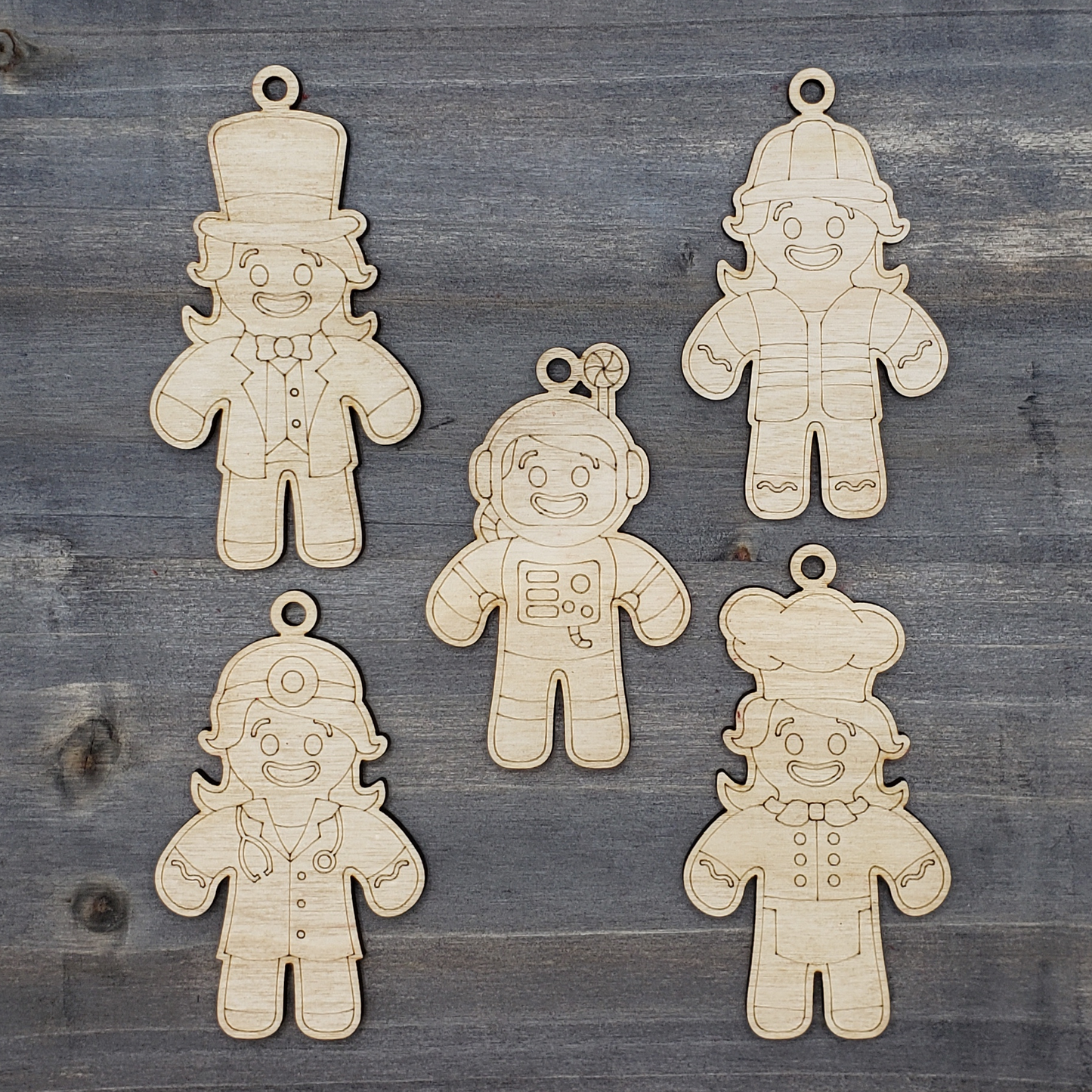 Mini Gingerbread Ornaments - Set #4 - Women Career Set