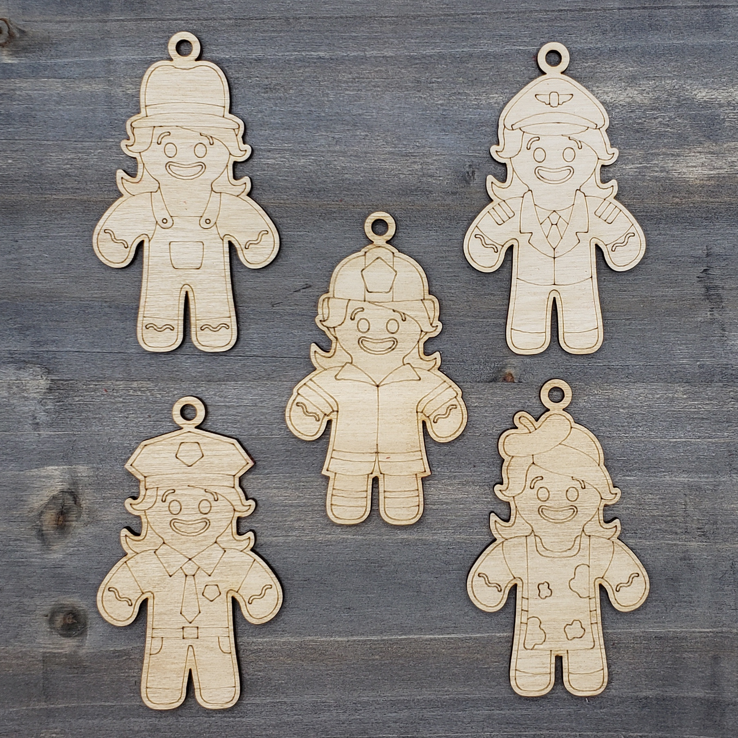 Mini Gingerbread Ornaments - Set #4 - Women Career Set