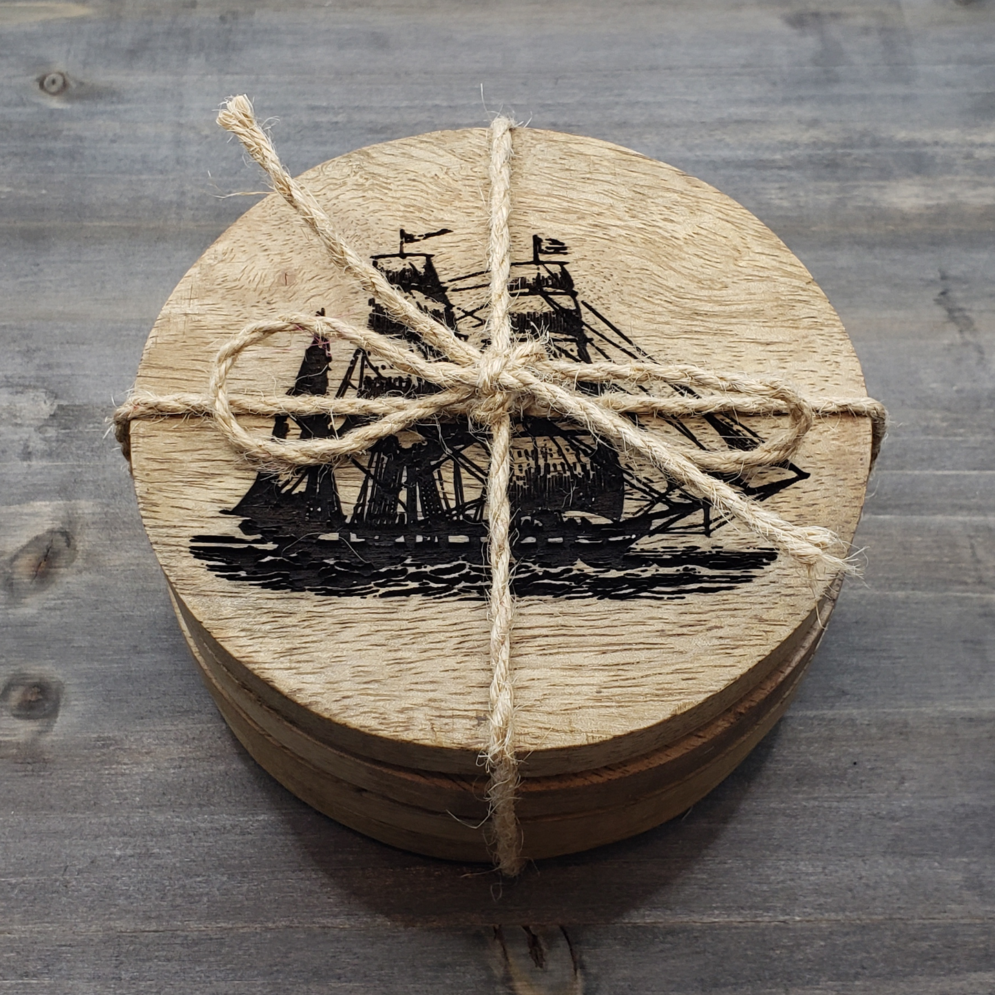 Wood Drink Coaster Set (4) - Nautical