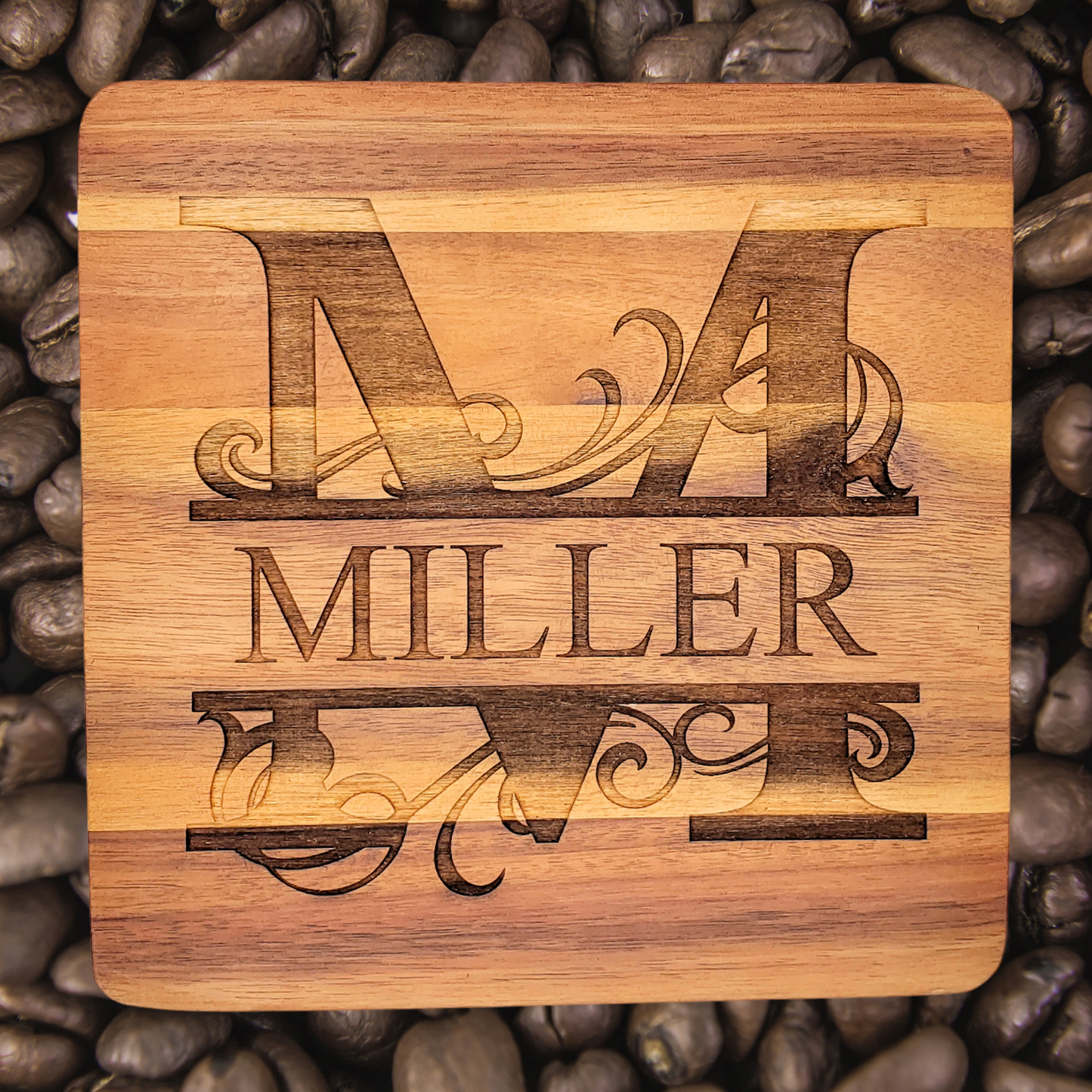 Wooden Trivet w/ Personalized Monogram (Square)