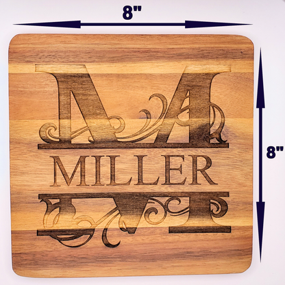 Wooden Trivet w/ Personalized Monogram (Square)