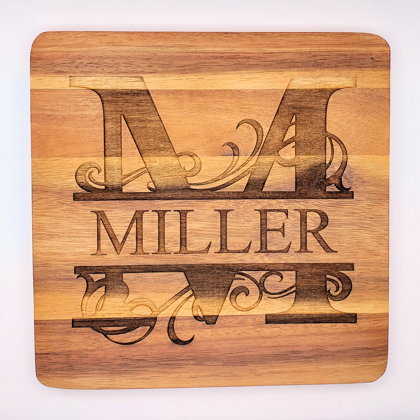 Wooden Trivet w/ Personalized Monogram (Square)