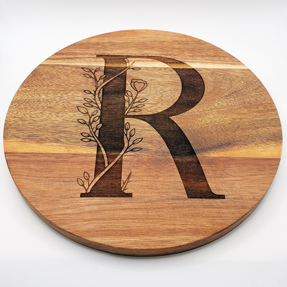 Wooden Trivet w/ Personalized Monogram (Round)