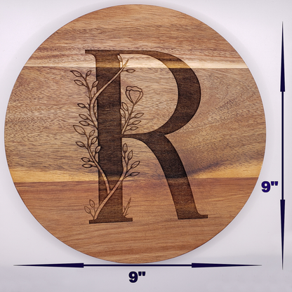 Wooden Trivet w/ Personalized Monogram (Round)