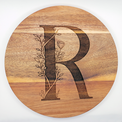 Wooden Trivet w/ Personalized Monogram (Round)